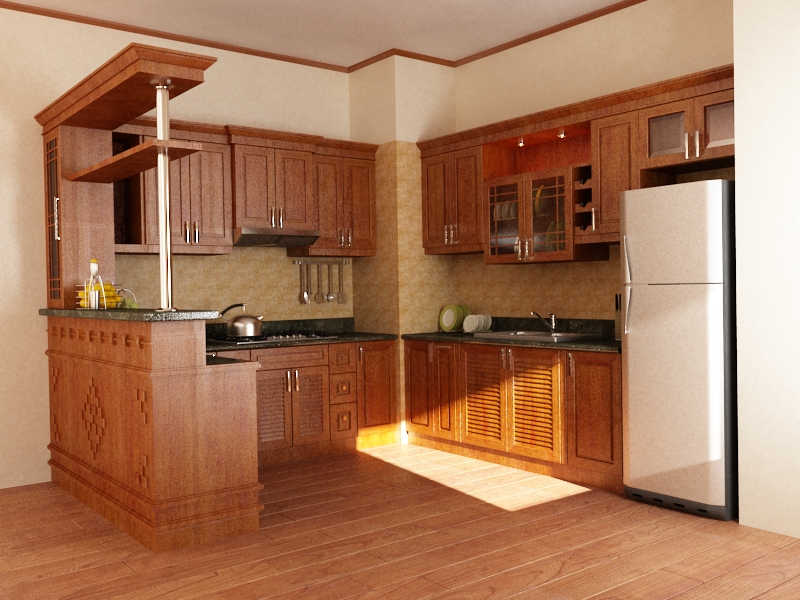 Tủ bếp gỗ Dổi Vàng DV365-4